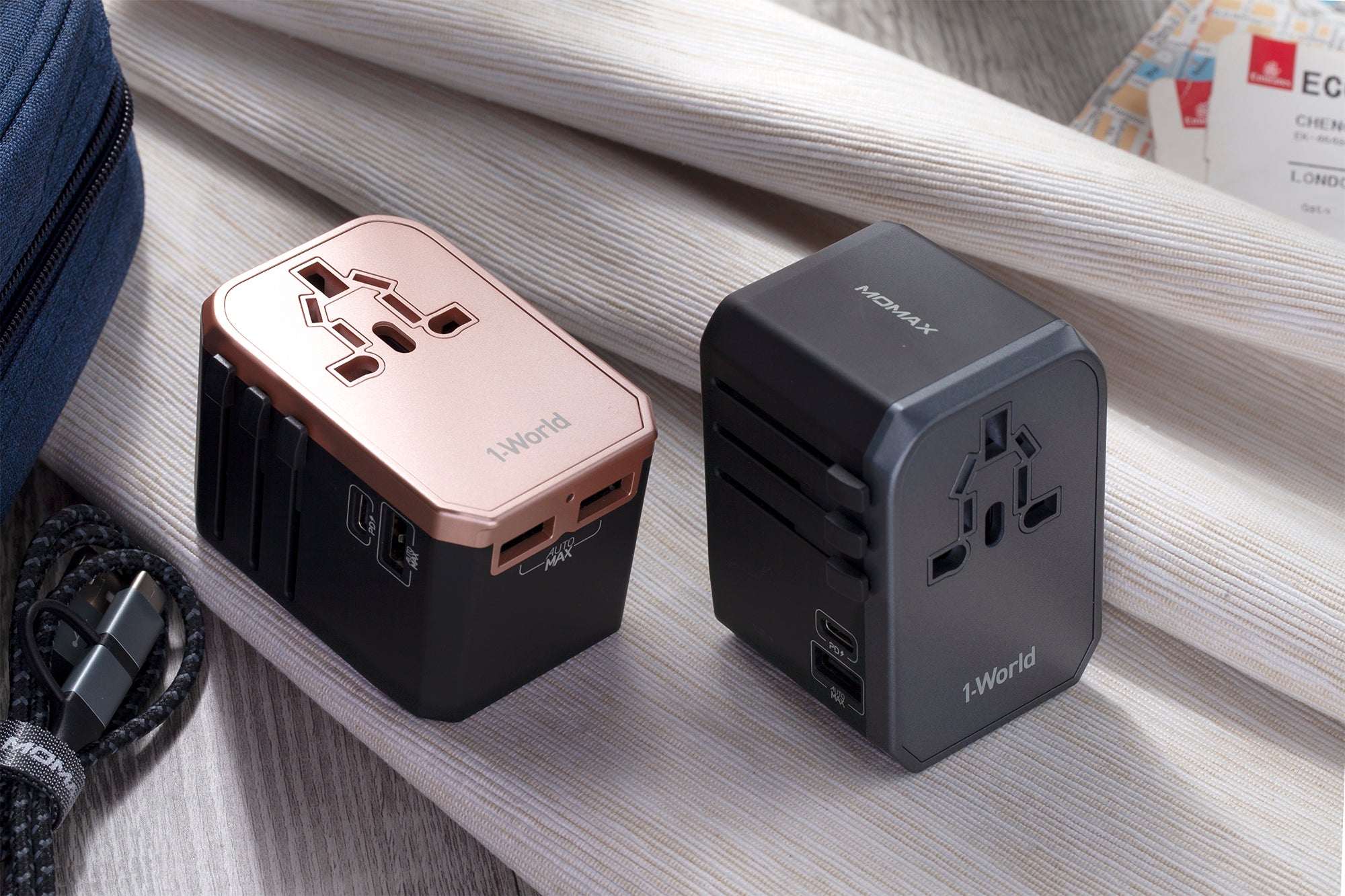 Momax UA7 1-World AC Travel Adapter (Type-C 30W PD + 3 USB-A)