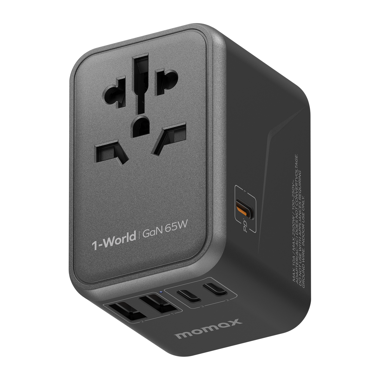 Momax UA8 1-World 65W GaN 5 Ports + AC Travel Adaptor