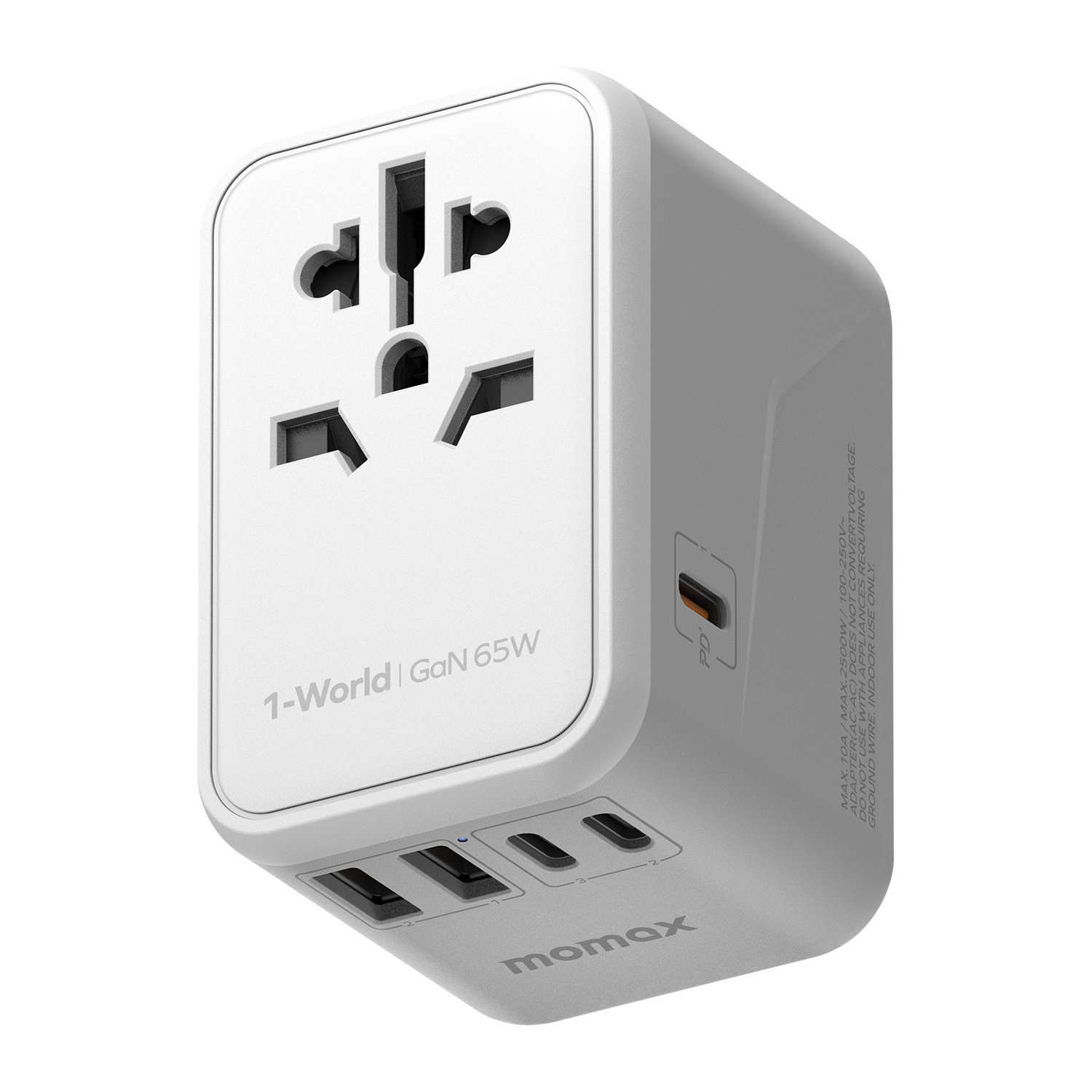 Momax UA8 1-World 65W GaN 5 Ports + AC Travel Adaptor