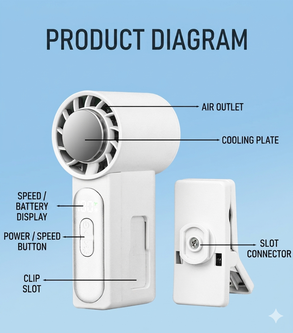 Hadata F218 Mini Icy Portable Clip Fan