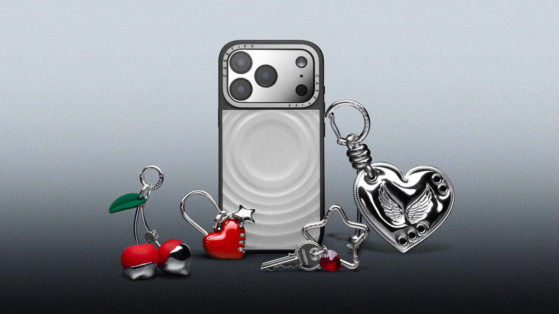 CASETiFY Magsafe Alloy Ripple Case for iPhone 17 Pro / 17 Pro Max - Silver with Dark Grey Bumper