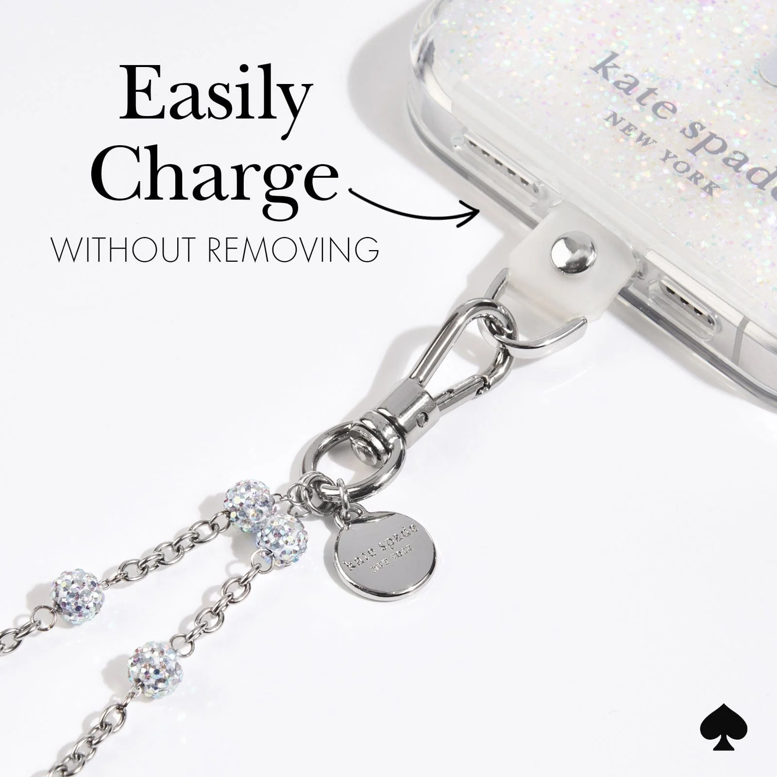 Kate Spade Phone Charm - Dazzle Chain Silver