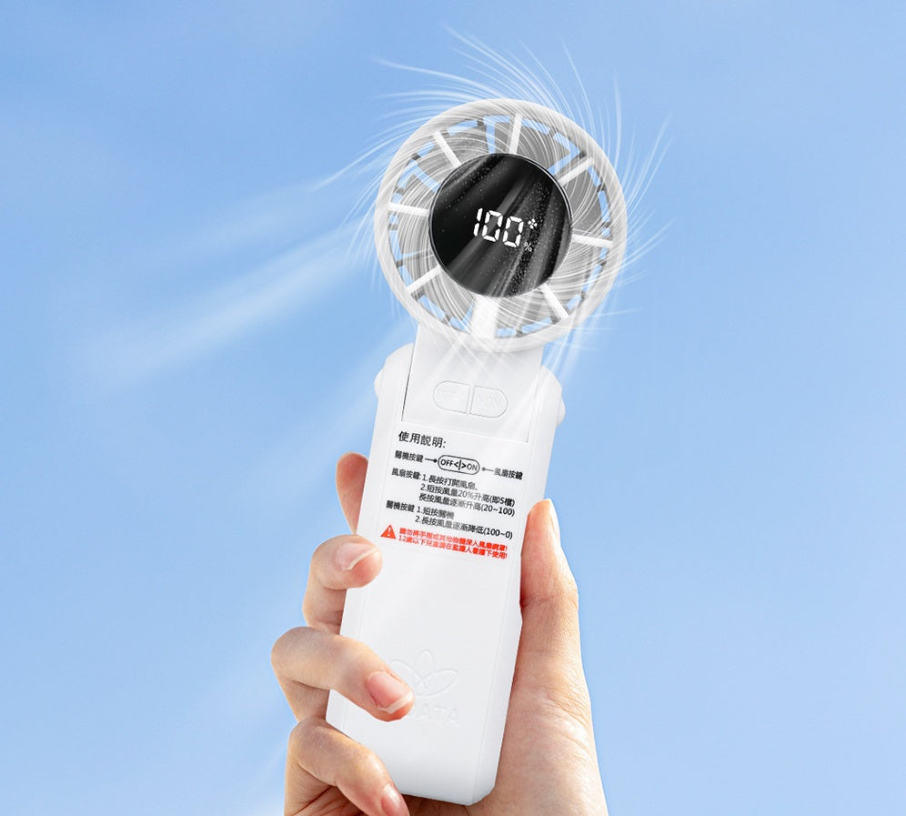 Hadata F3 Handheld Portable Fan with Digital Display and Waist Clip