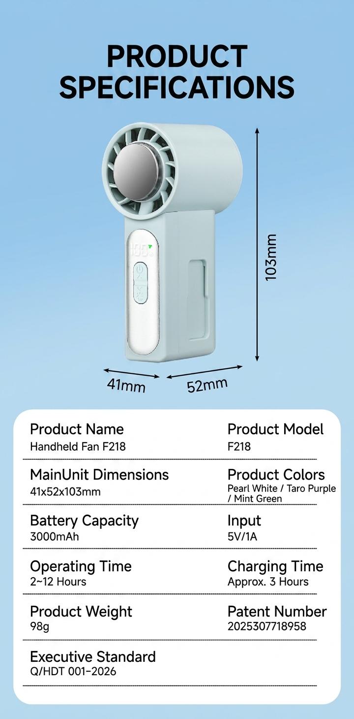Hadata F218 Mini Icy Portable Clip Fan