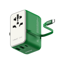 Load image into Gallery viewer, Momax UA20 1-World+ 25W 3-Port AC Travel Adapter w/ Built-in USB-C Cable
