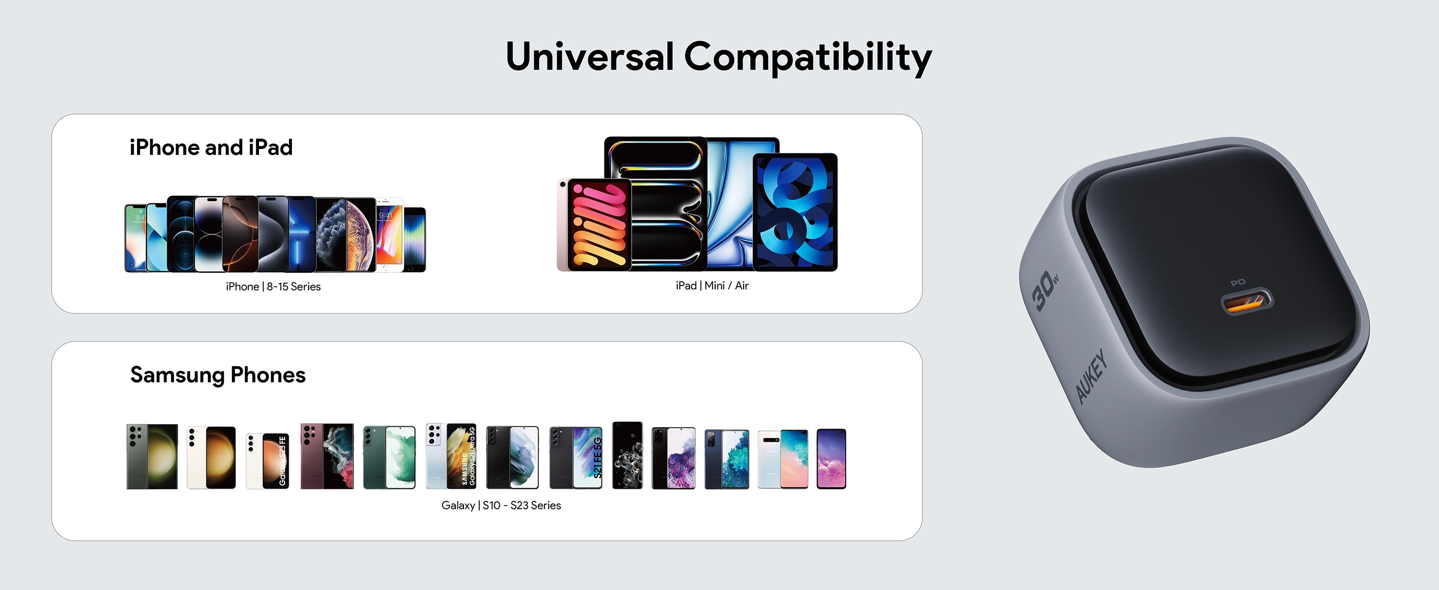 Aukey PA-C1 Comet Super Compact 30W PD GaN Wall Charger with PPS