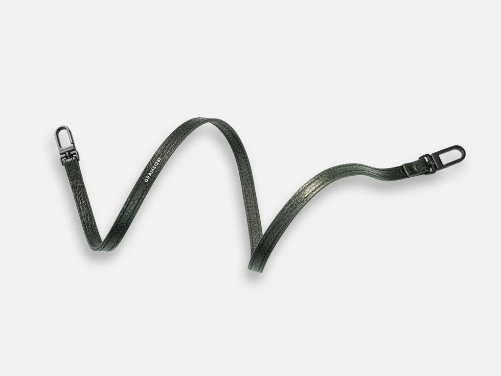 Grams(28) 15mm Leather Lanyard - Pebbled Dark Green