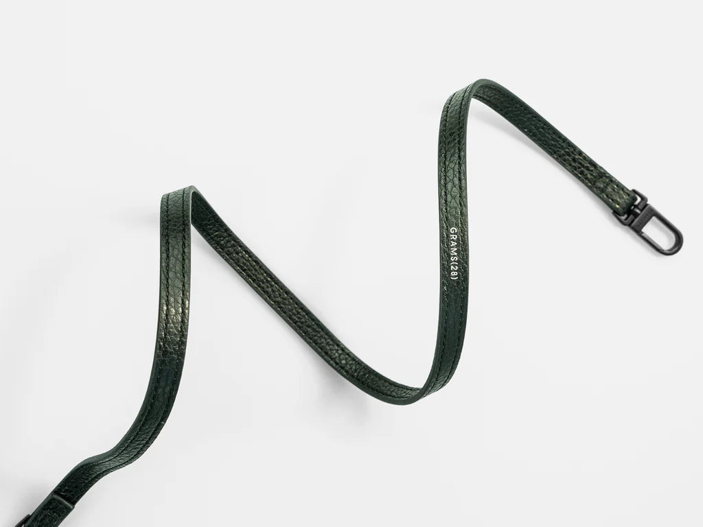 Grams(28) 15mm Leather Lanyard - Pebbled Dark Green