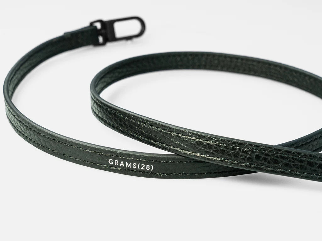 Grams(28) 15mm Leather Lanyard - Pebbled Dark Green