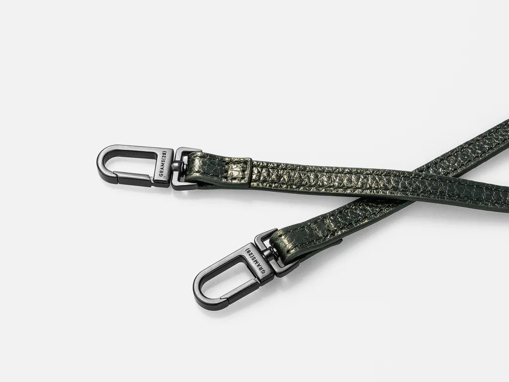 Grams(28) 15mm Leather Lanyard - Pebbled Dark Green
