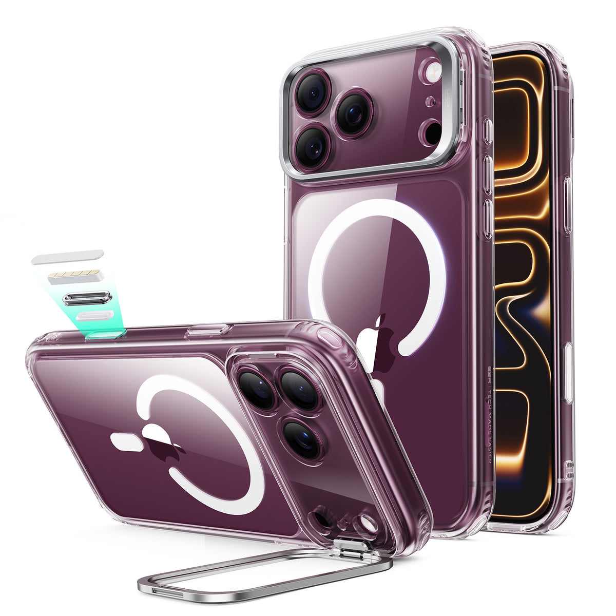 ESR iPhone 18 / 17 Series Hybrid Magsafe Case w/ Stash Stand (Camera Control)