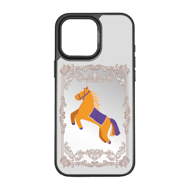 CaseDept. iPhone 16 Pro Max Mirror Case - Black Victorian Horse