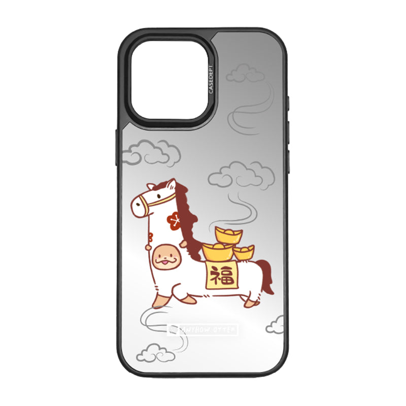 CaseDept. iPhone 16 Pro Max Mirror Case - Black Anyhow Otter Lucky Horse