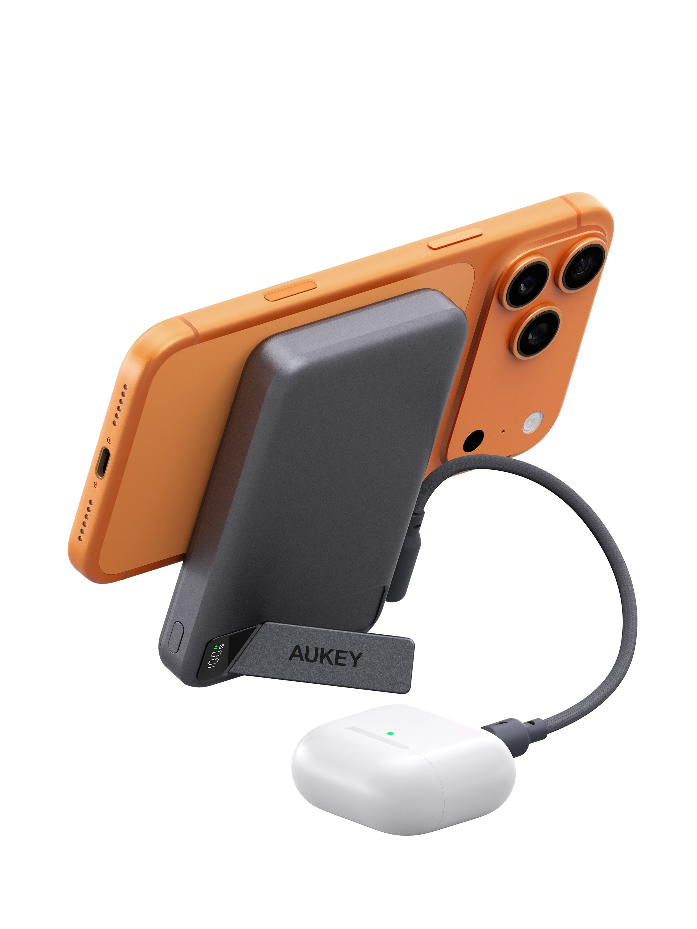 [3C | CCC Certified] Aukey PB-MS20 MagFusion Vista 10000mAh 15W Wireless Power Bank w Built in Cable