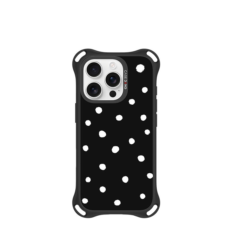 CASEBANG QuadGuard ImagiSnap Snap-On Base Case for iPhone 17-16 Series - Polka Dots | Base Case + Snap-On Cover set