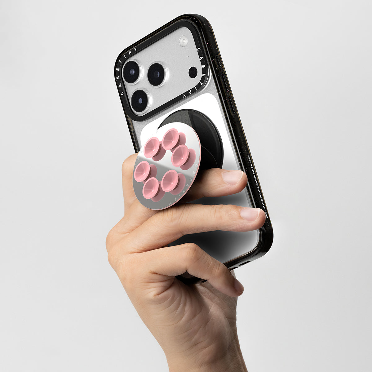 CASETiFY Magsafe Snappy Snap and Stick Mirror Grip Stand - Primrose Pink