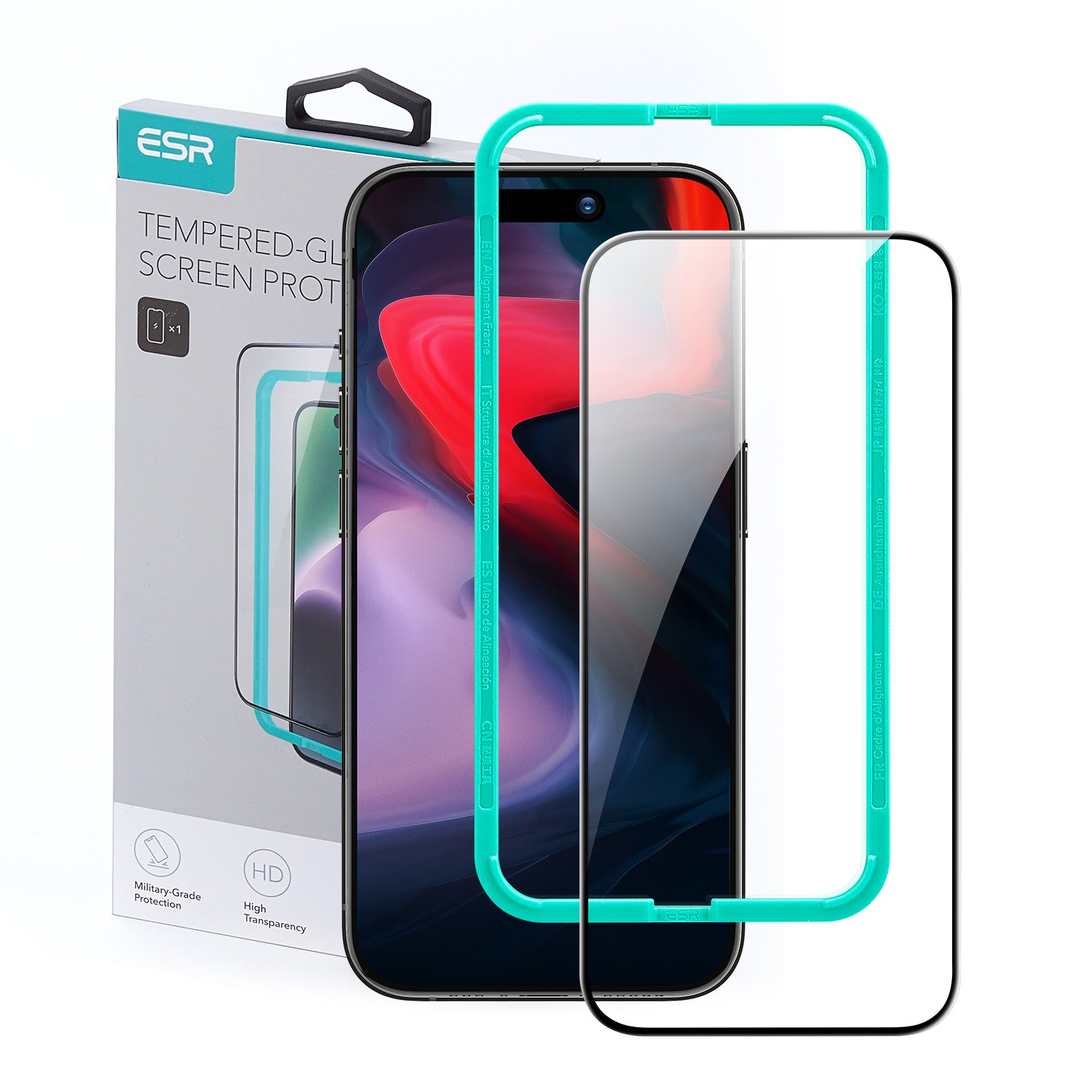 ESR iPhone 15 / 15 Plus / 15 Pro / 15 Pro Max Tempered Glass Screen Protector 1pc/2pc Pack