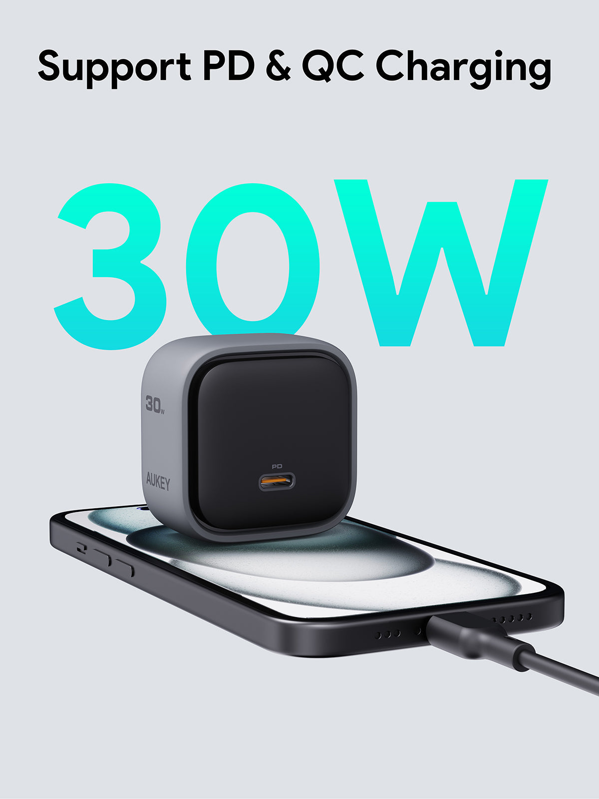 Aukey PA-C1 Comet Super Compact 30W PD GaN Wall Charger with PPS