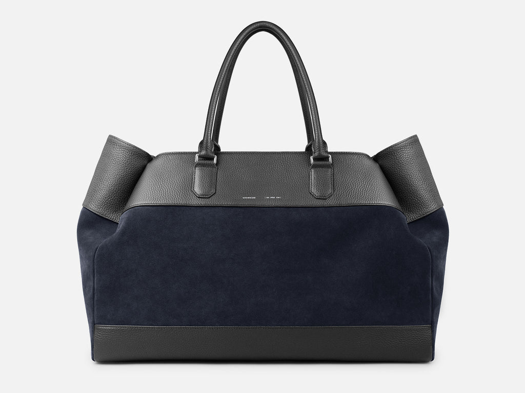 Grams(28) 184 Weekender Tote Bag - Pebbled Suede Black