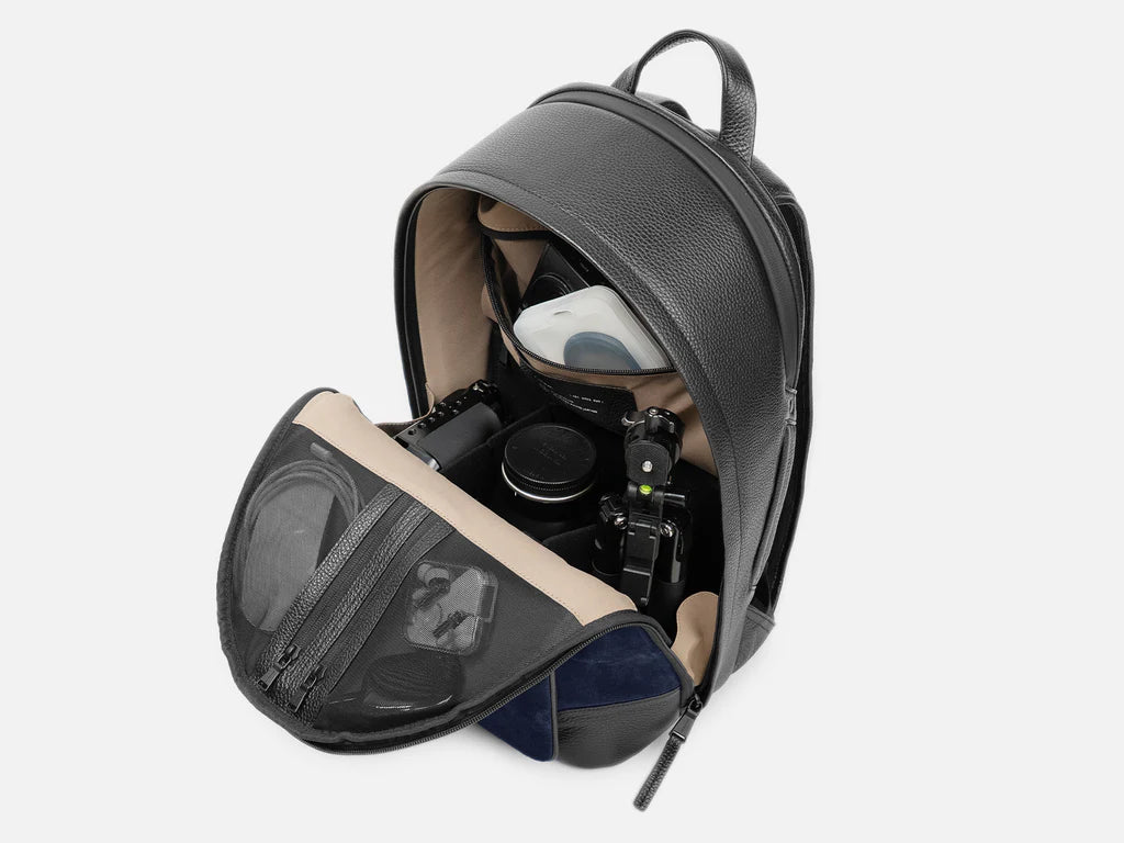 Grams(28) 151 Stealth Backpack - Pebbled Black + Suede Navy