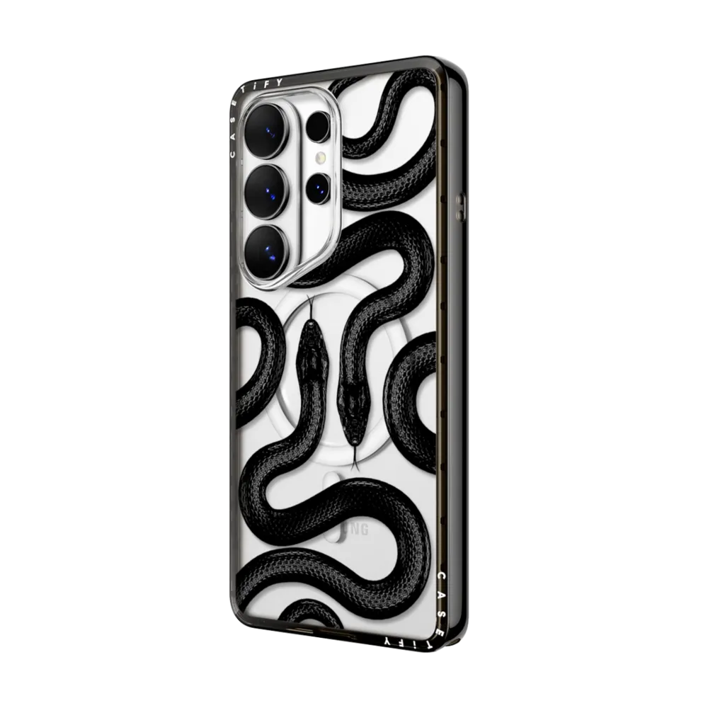 CASETiFY Magsafe Compact Case for S26 Ultra - Black Kingsnake Clear Black