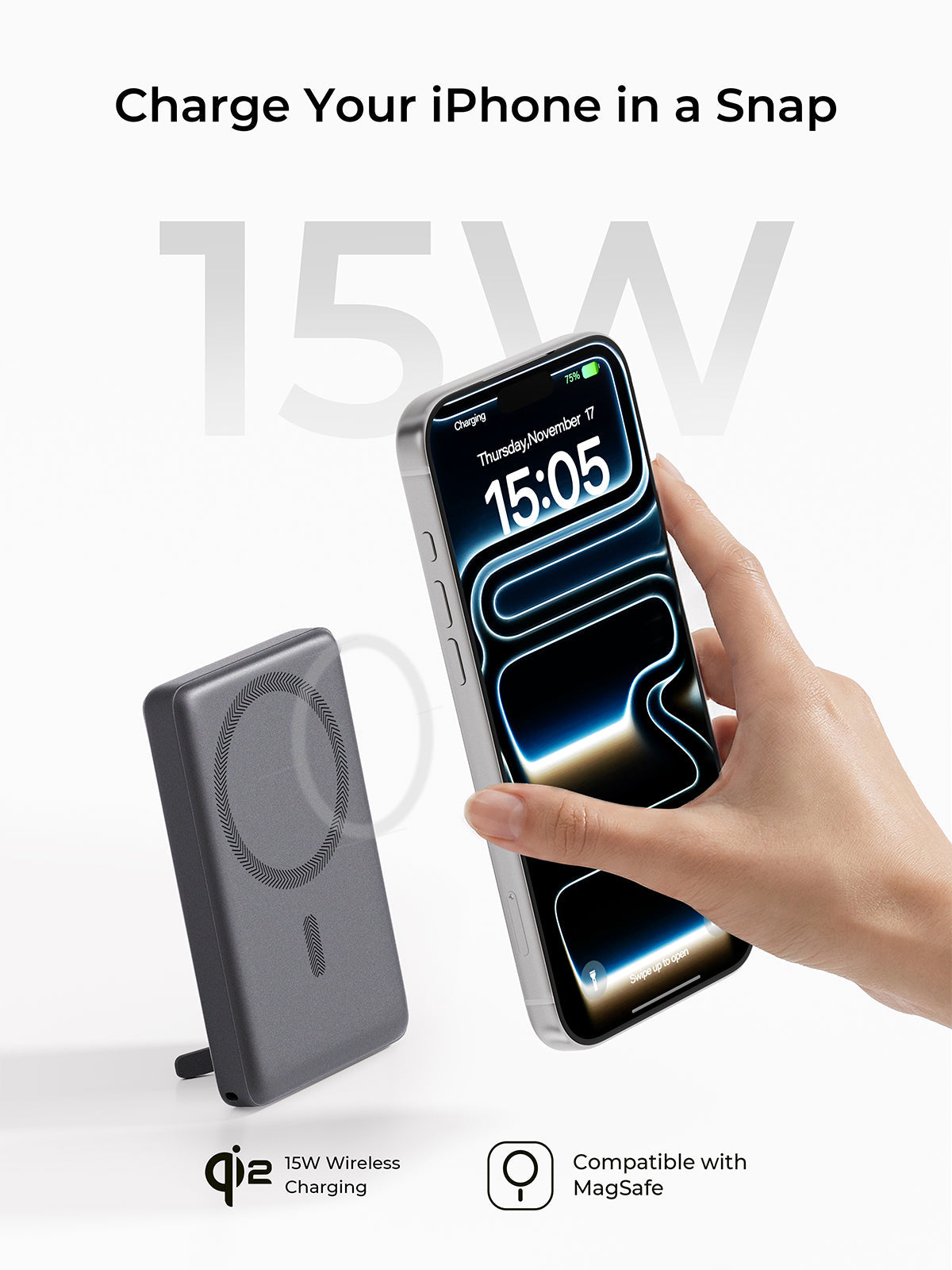 [3C | CCC Certified] Aukey PB-MS16 MagFusion Vista Qi2 10000mAh 30W Magnetic Wireless Fast Charging Power Bank