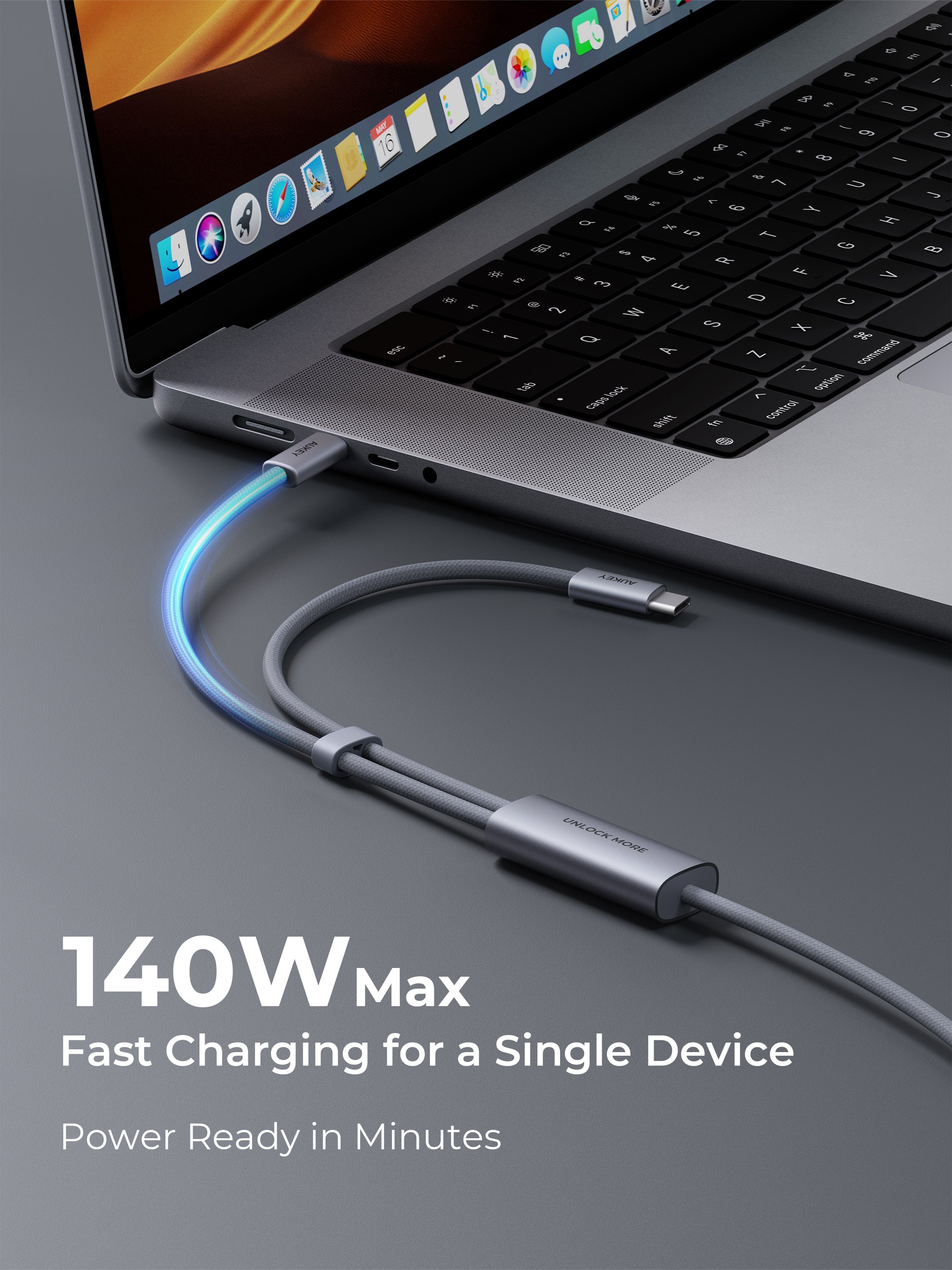 Aukey CB-DCC141 / CB-DCC142 CB-Circlet Blink 140W 1m/2m 2-in-1 DTY Braided USB-C to USB-C Cable