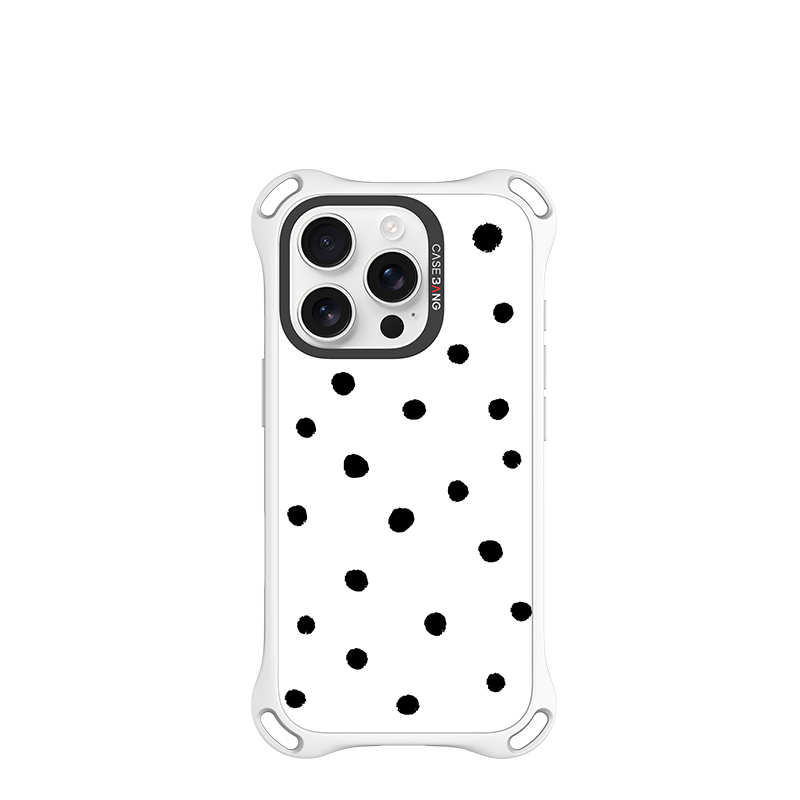 CASEBANG QuadGuard ImagiSnap Snap-On Base Case for iPhone 17-16 Series - Polka Dots | Base Case + Snap-On Cover set