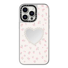 Load image into Gallery viewer, CASETiFY Magsafe Mirror Case for iPhone 16 Pro / 16 Pro Max - Pearly Heart Silver On Silver

