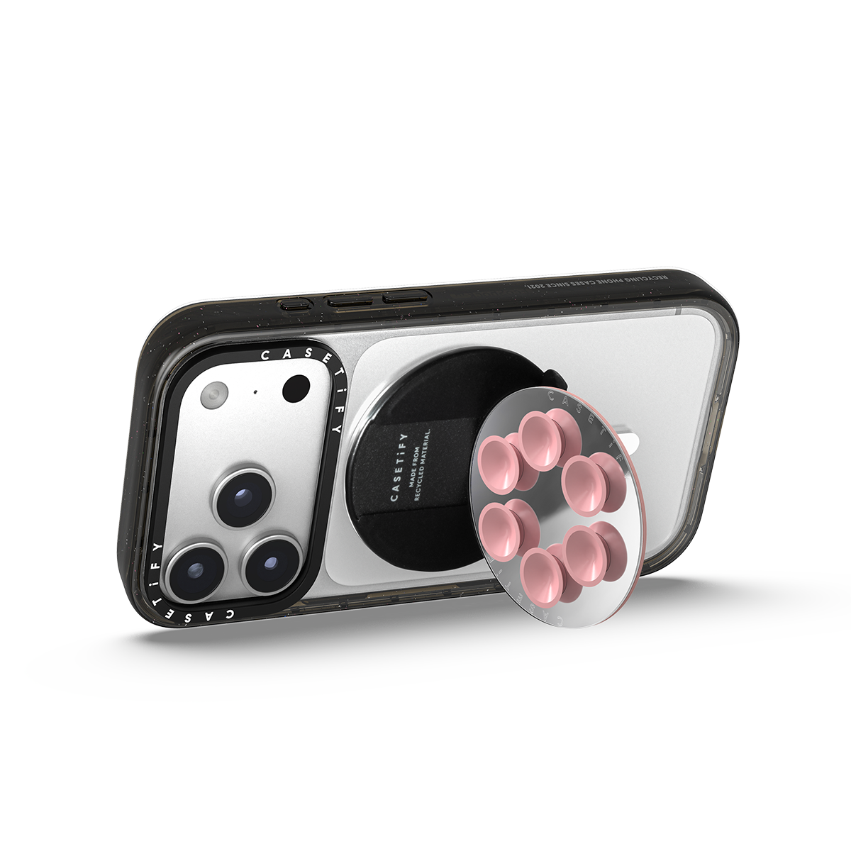 CASETiFY Magsafe Snappy Snap and Stick Mirror Grip Stand - Primrose Pink