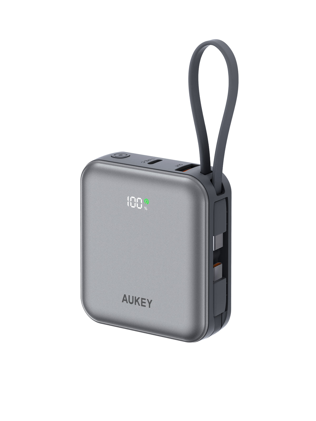 Aukey PB-Y91 Swivel Mini 10000 mAh Power Bank with Dual Built-in USB-C Cables