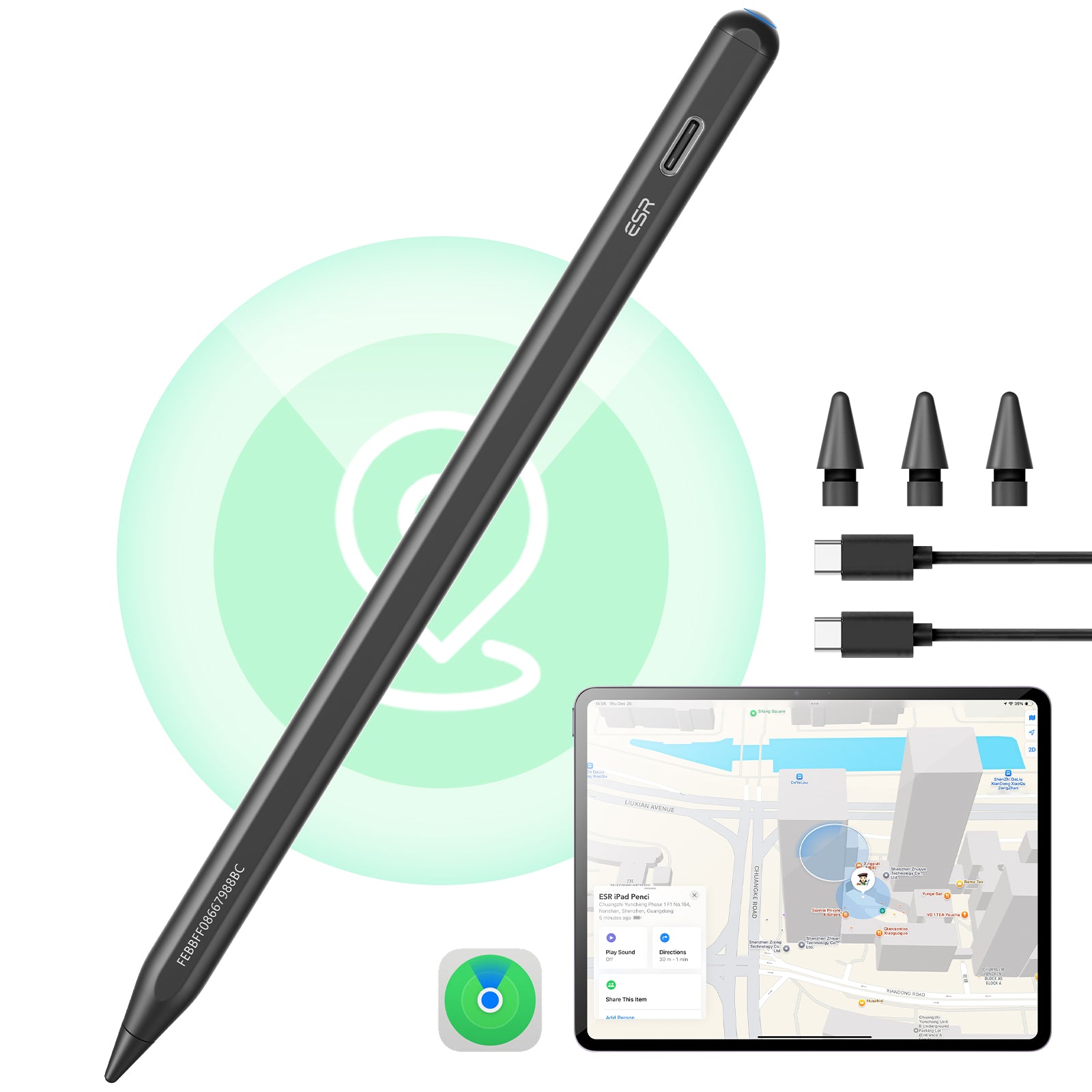 ESR Geo Digital Pencil works with Apple Find My