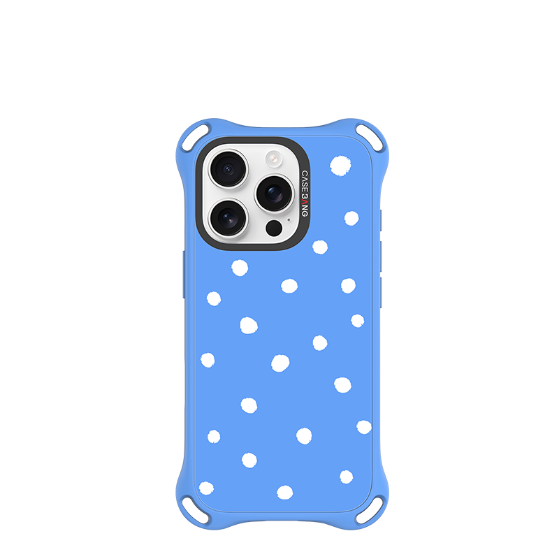 CASEBANG QuadGuard ImagiSnap Snap-On Base Case for iPhone 17-16 Series - Polka Dots | Base Case + Snap-On Cover set