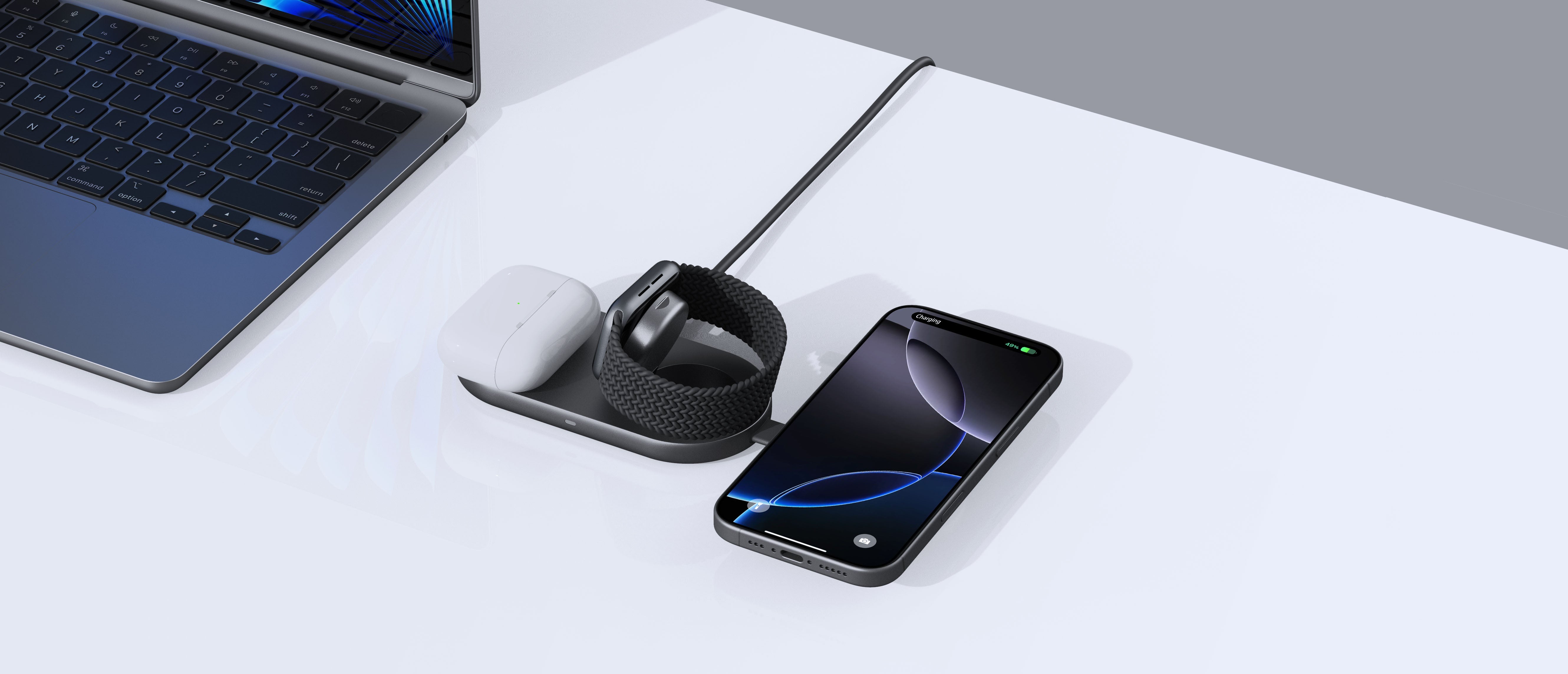 Aukey LC-MC313 MagFusion C 3-in-1 Qi2 MFW Certified Foldable Wireless Charging Station