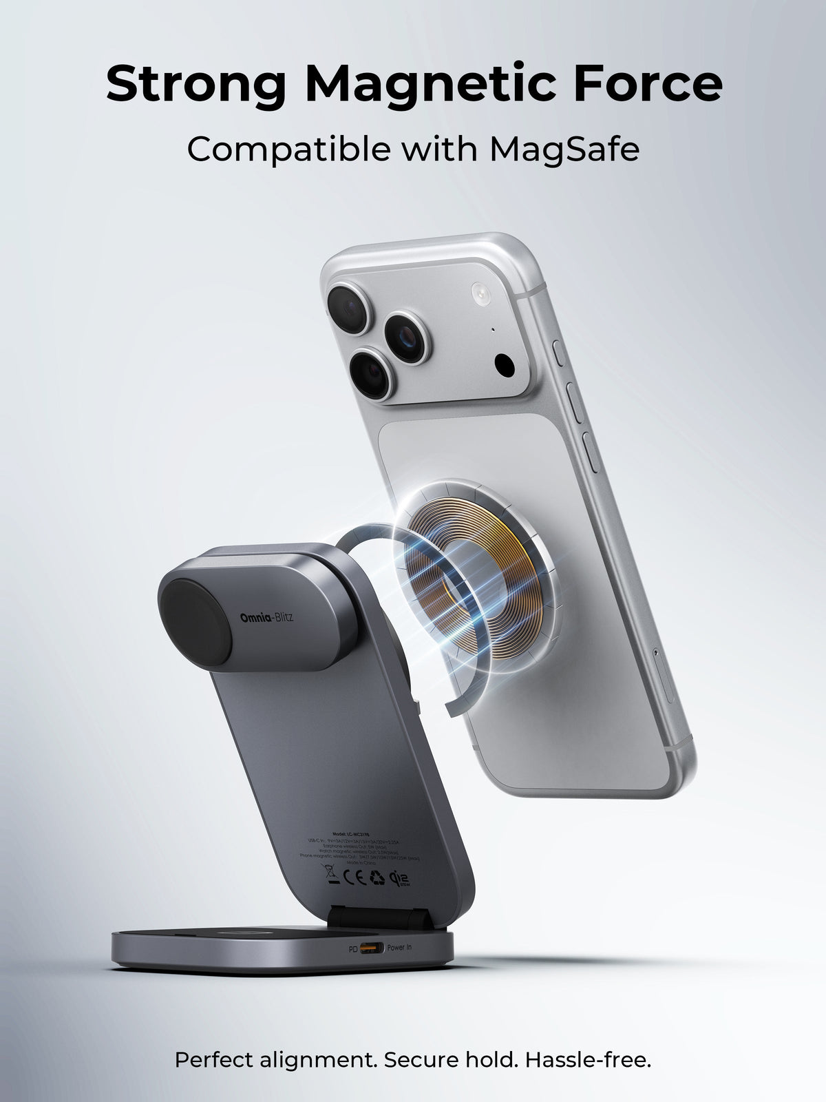 Aukey LC-MC319B MagFusion Z Plus Lite 3-in-1 Foldable Qi2 Magnetic Fast Wireless Charger