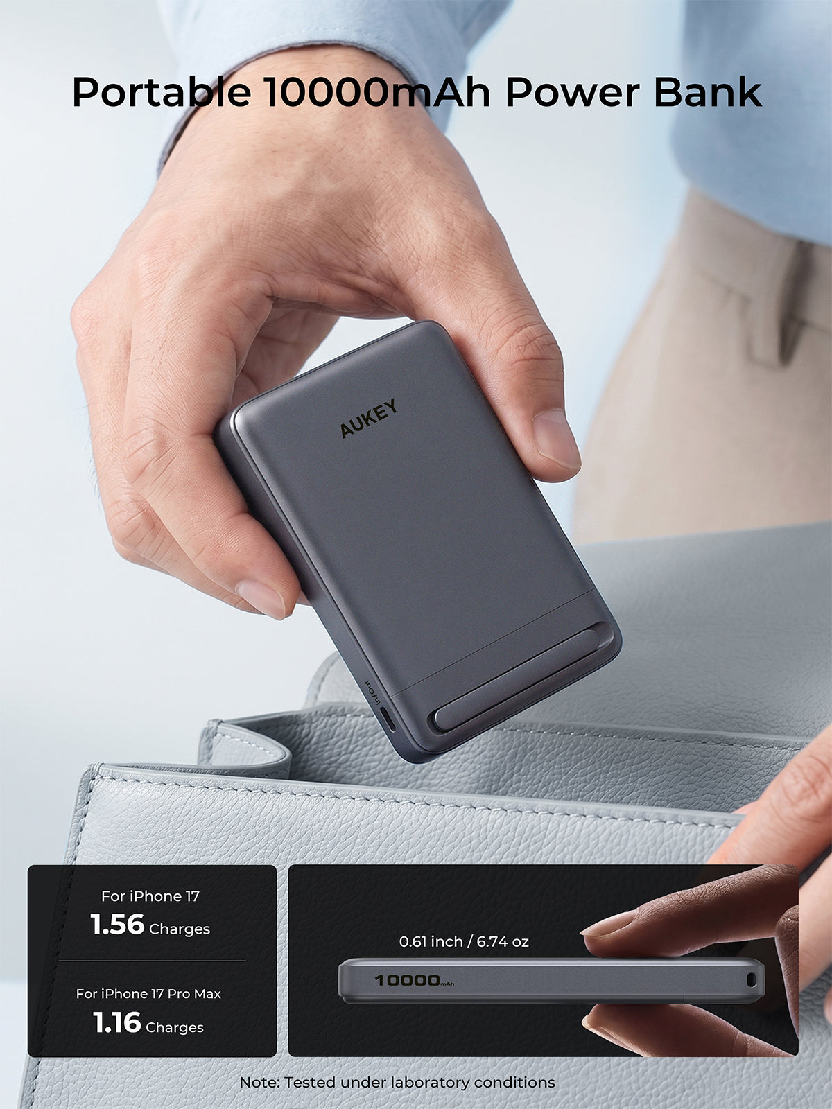 [3C | CCC Certified] Aukey PB-MS16 MagFusion Vista Qi2 10000mAh 30W Magnetic Wireless Fast Charging Power Bank