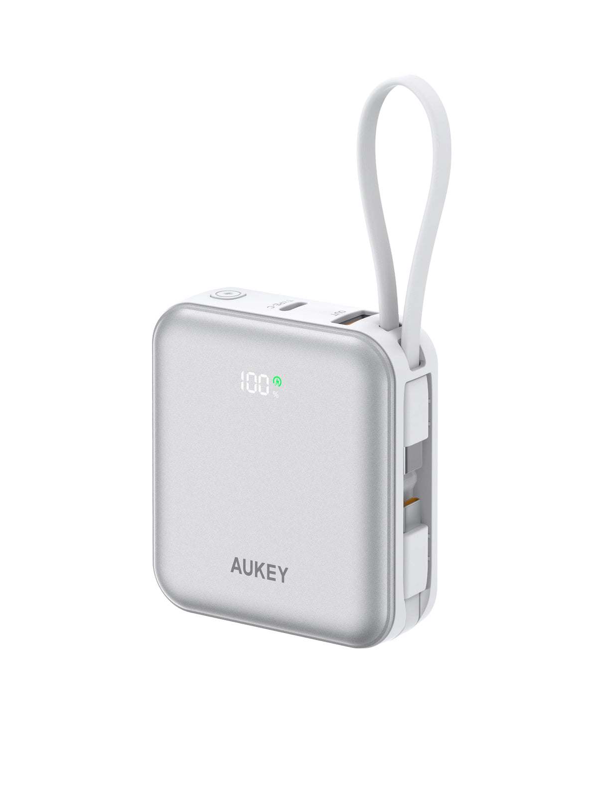 Aukey PB-Y91 Swivel Mini 10000 mAh Power Bank with Dual Built-in USB-C Cables