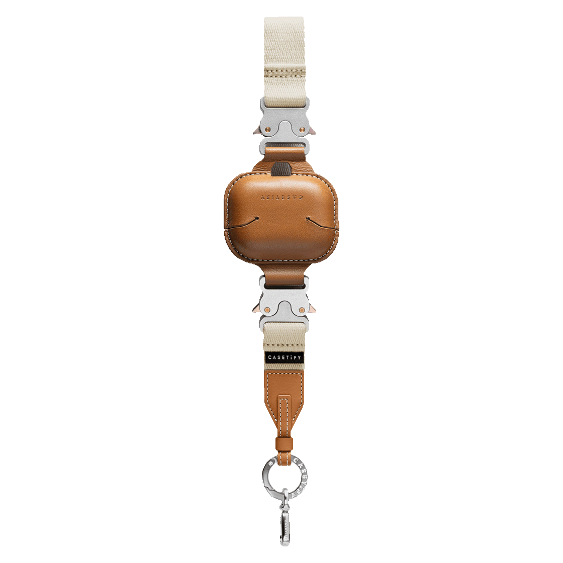 CASETiFY Cross Body & Wrist 2-in-1 Utility Phone Strap w/ Leather Case for Airpods Pro 2 - Ecru Tan