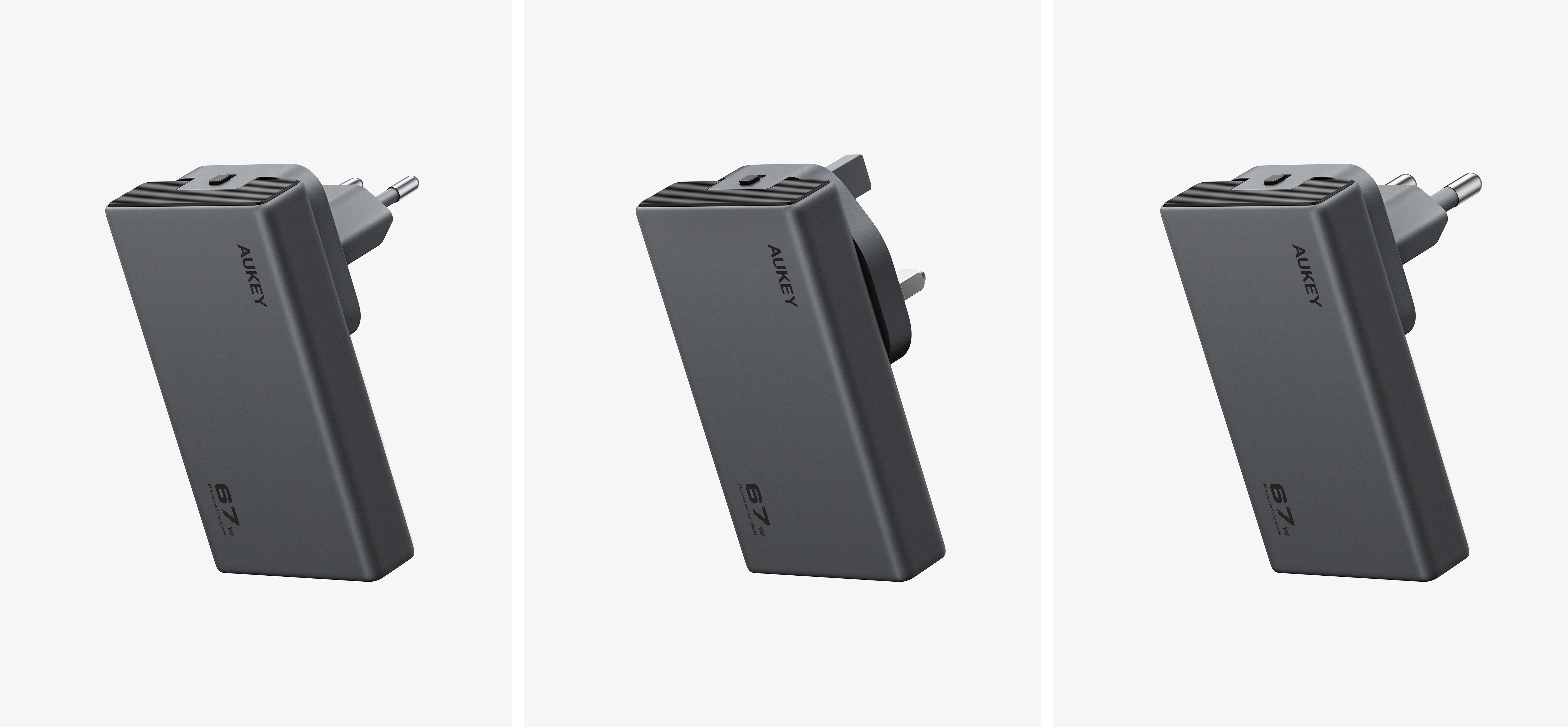 Aukey PA-C4 Comet Slim 67W GaN PD Wall Charger w/ EU UK TH Interchangeable Plugs