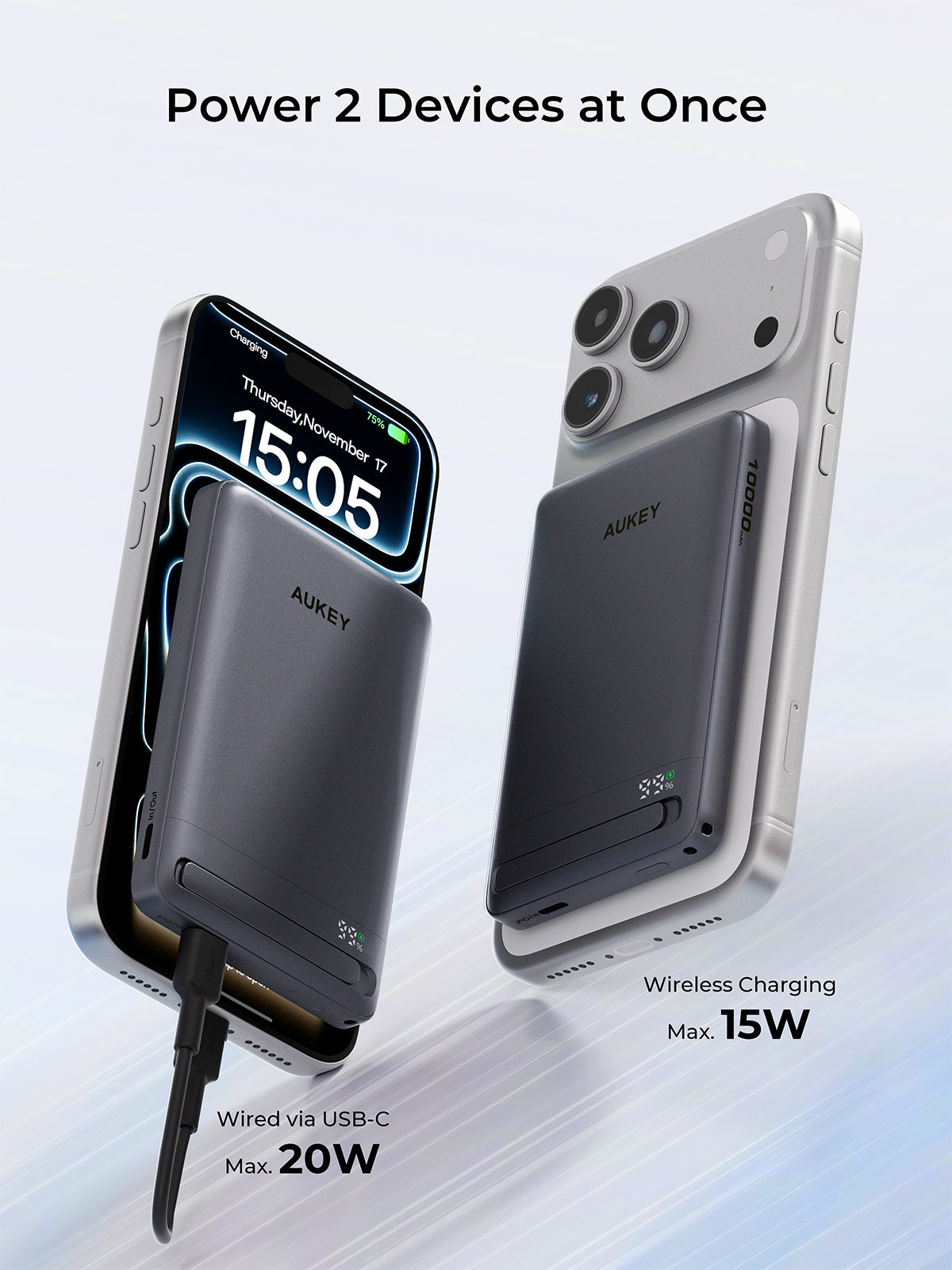 [3C | CCC Certified] Aukey PB-MS16 MagFusion Vista Qi2 10000mAh 30W Magnetic Wireless Fast Charging Power Bank