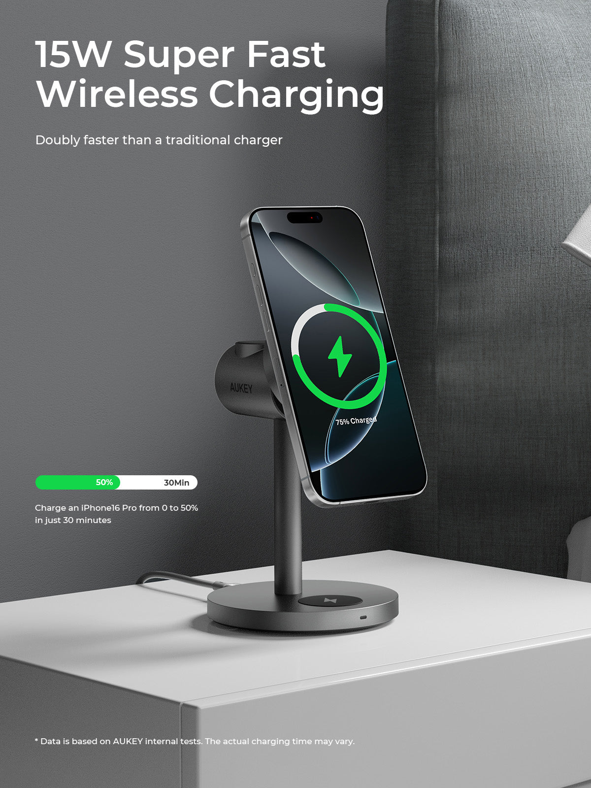 Aukey LC-MC311G MagFusion 3-in-1 G Qi2 Magnetic Fast Wireless Charging Station for Samsung