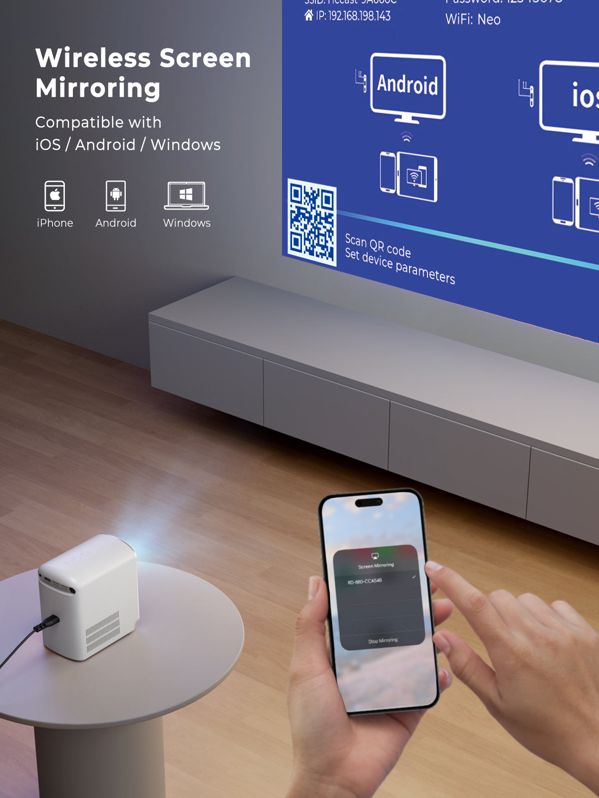 [UPGRADED] Aukey RD-880 Cinex Go MINI Portable Projector w 1080P Full HD & Screen Mirroring (24 Months Warranty)