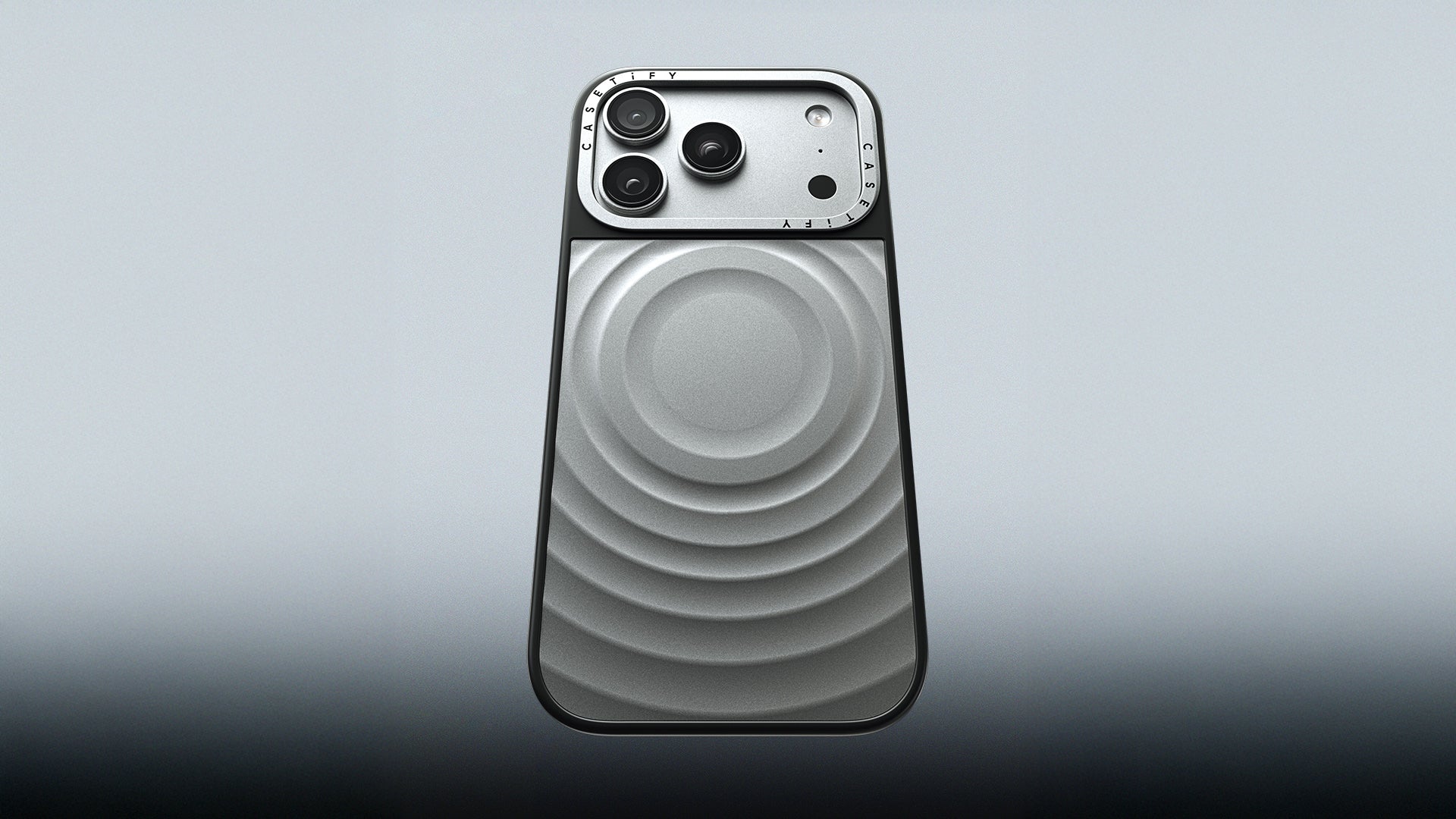 CASETiFY Magsafe Alloy Ripple Case for iPhone 17 Pro / 17 Pro Max - Silver with Dark Grey Bumper