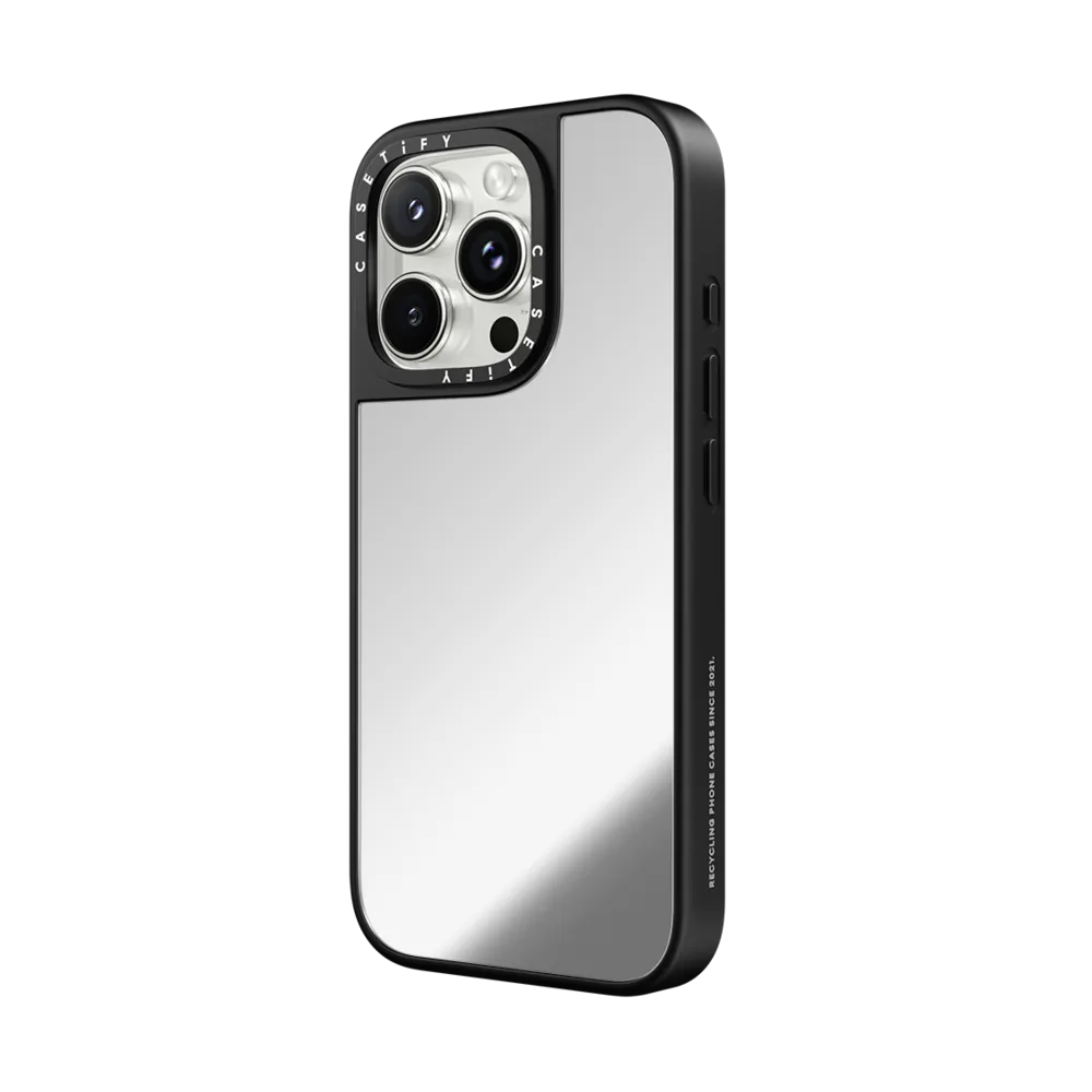 CASETiFY Magsafe Mirror Case for iPhone 16 Pro Max - Blank Silver On Black