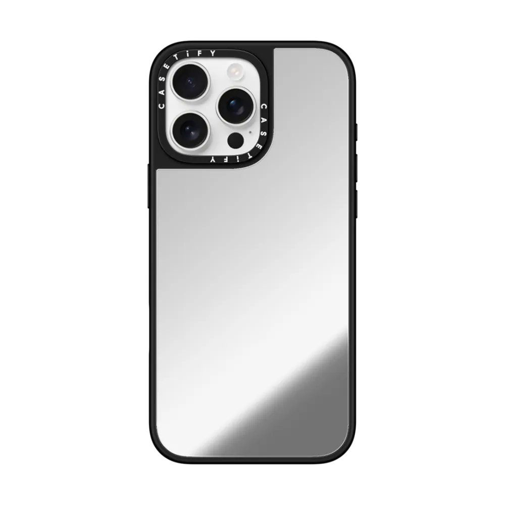 CASETiFY Magsafe Mirror Case for iPhone 16 Pro Max - Blank Silver On Black