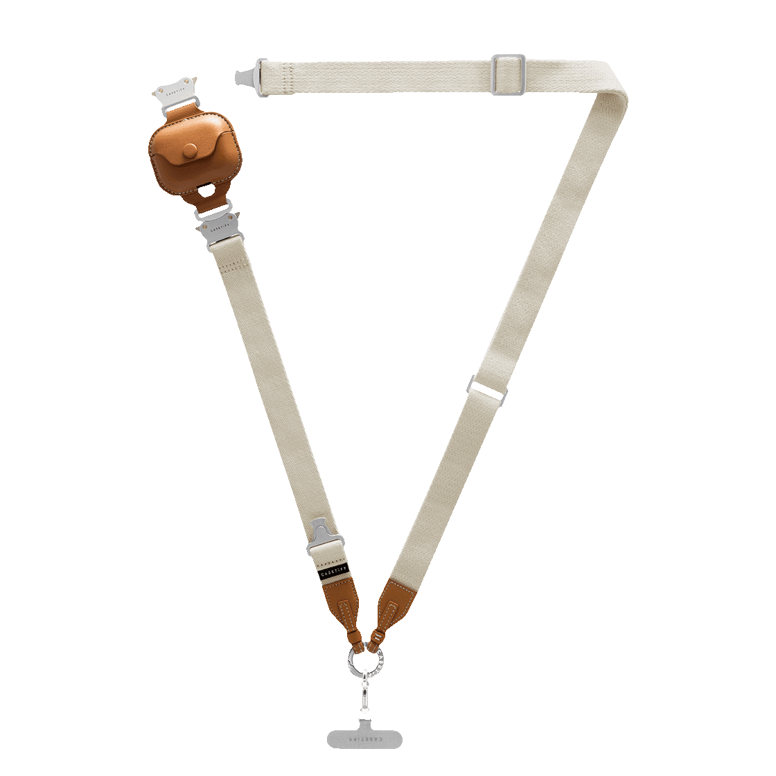 CASETiFY Cross Body & Wrist 2-in-1 Utility Phone Strap w/ Leather Case for Airpods Pro 2 - Ecru Tan