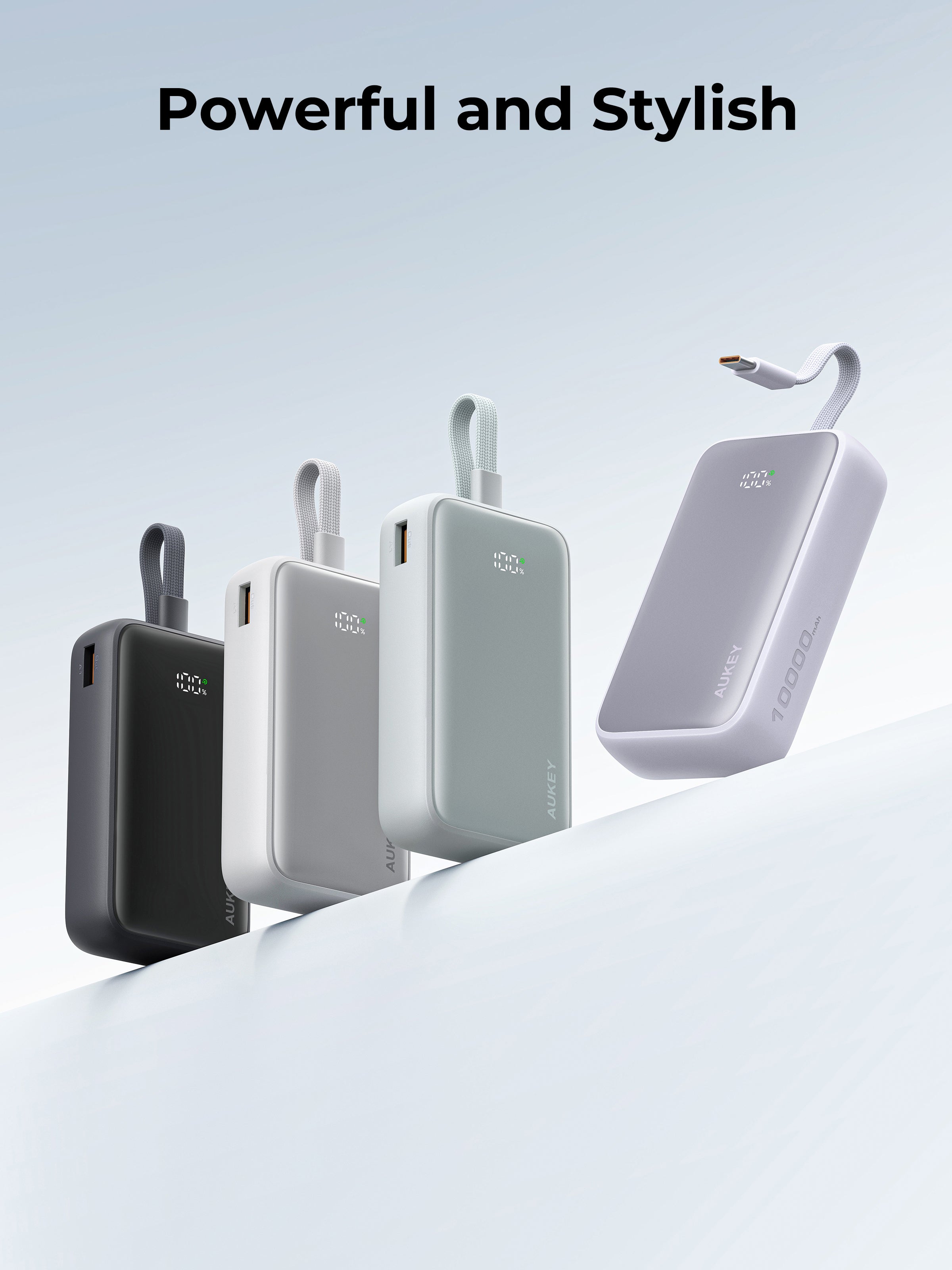 [CCC Certified] Aukey PB-Y61 Spark Sling 30W 10000mAh Fast Charging Powerbank with Built-in Type-C Cable