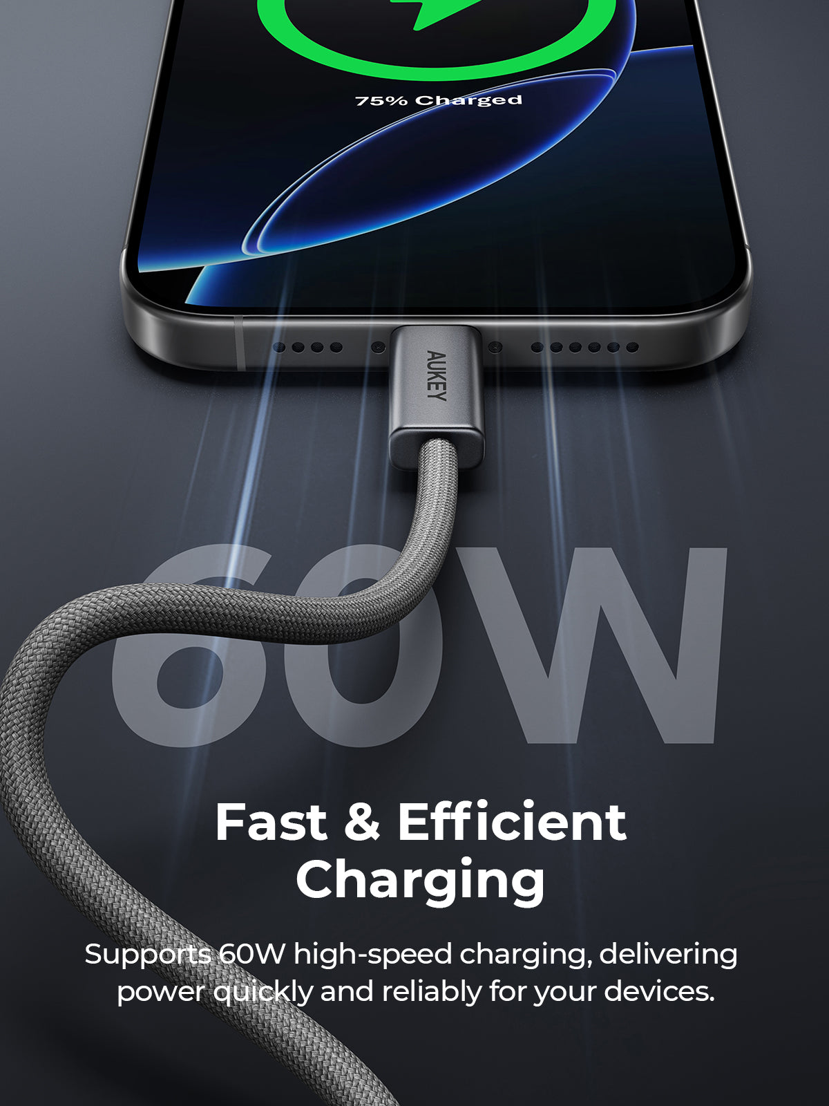 Aukey CB-DCC061/CB-DCC062 Circlet Blink 60W 1m/1.8m DTY Braided USB-C to USB-C Cable