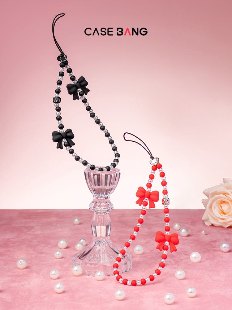 CASEBANG Wrist Strap - Pearl and Bow Pink