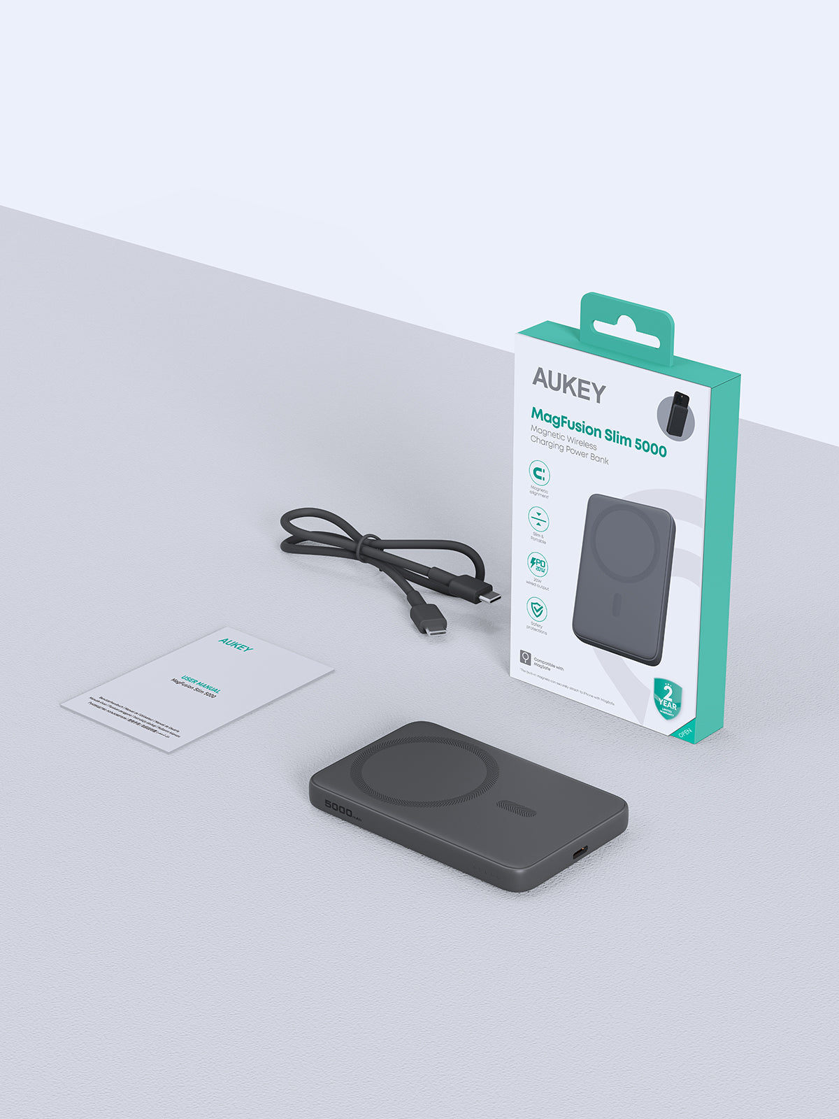 Aukey PB-MS03 MagFusion Slim 5000mAh Magnetic Wireless Power Bank